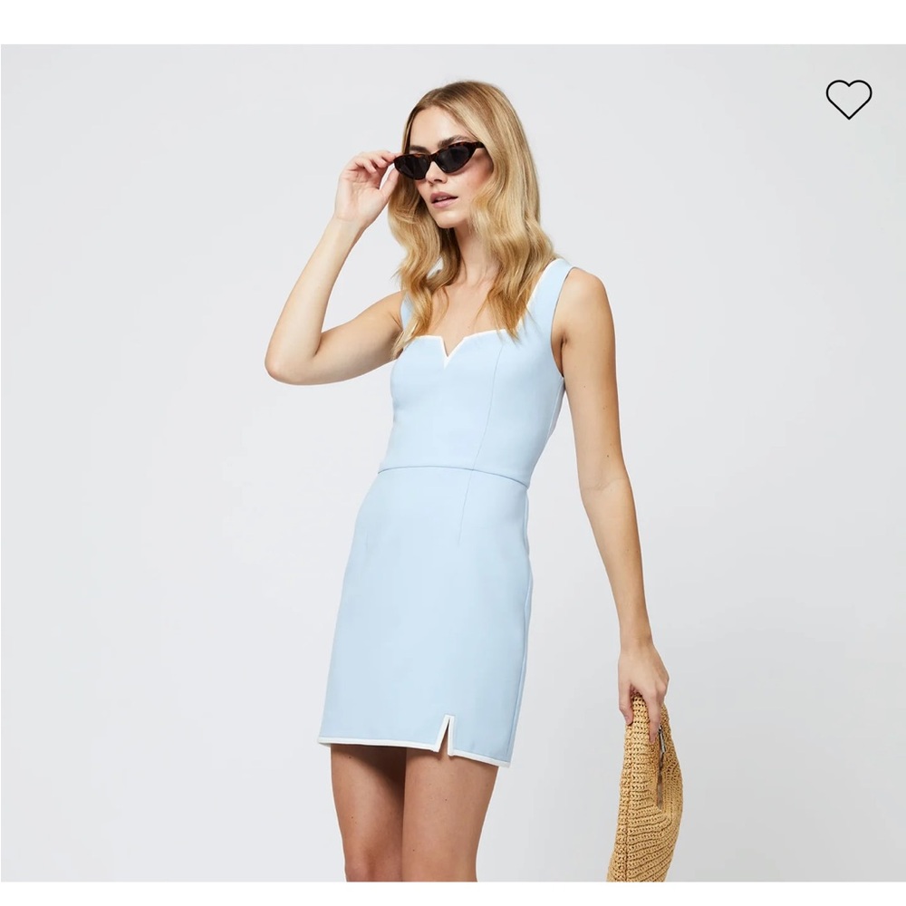 NWT French Connection Light Blue Notched Mini Dress